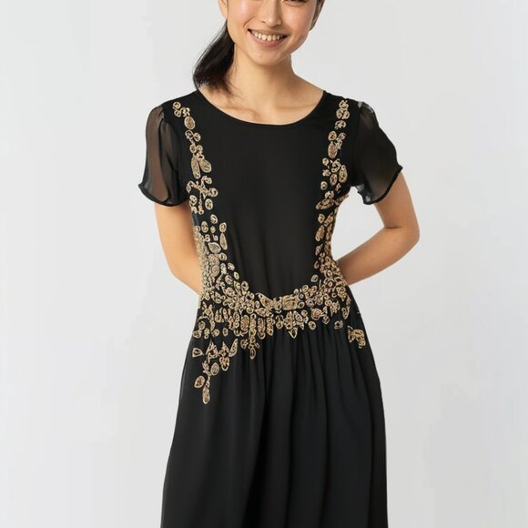 ASOS black embellished gold party dress - Picture 3 of 5